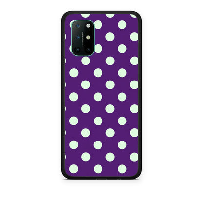 Θήκη OnePlus 8T Mint Polka Dots on Purple από τη Smartfits με σχέδιο στο πίσω μέρος και μαύρο περίβλημα | OnePlus 8T Mint Polka Dots on Purple case with colorful back and black bezels