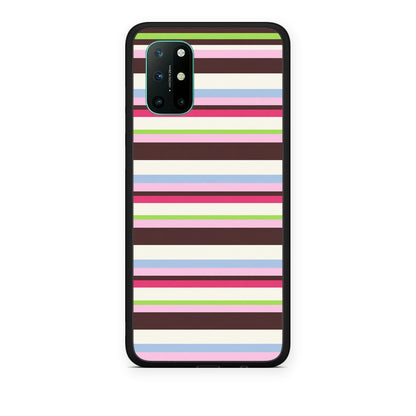 Θήκη OnePlus 8T Multicolour Horizontal Stripes από τη Smartfits με σχέδιο στο πίσω μέρος και μαύρο περίβλημα | OnePlus 8T Multicolour Horizontal Stripes case with colorful back and black bezels