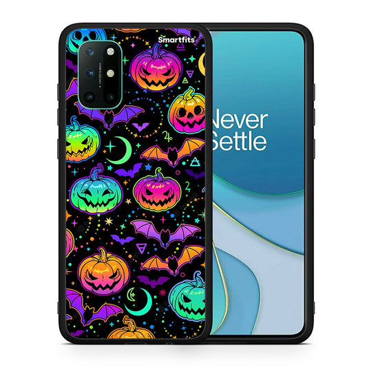 Θήκη OnePlus 8T Neon Halloween από τη Smartfits με σχέδιο στο πίσω μέρος και μαύρο περίβλημα | OnePlus 8T Neon Halloween case with colorful back and black bezels