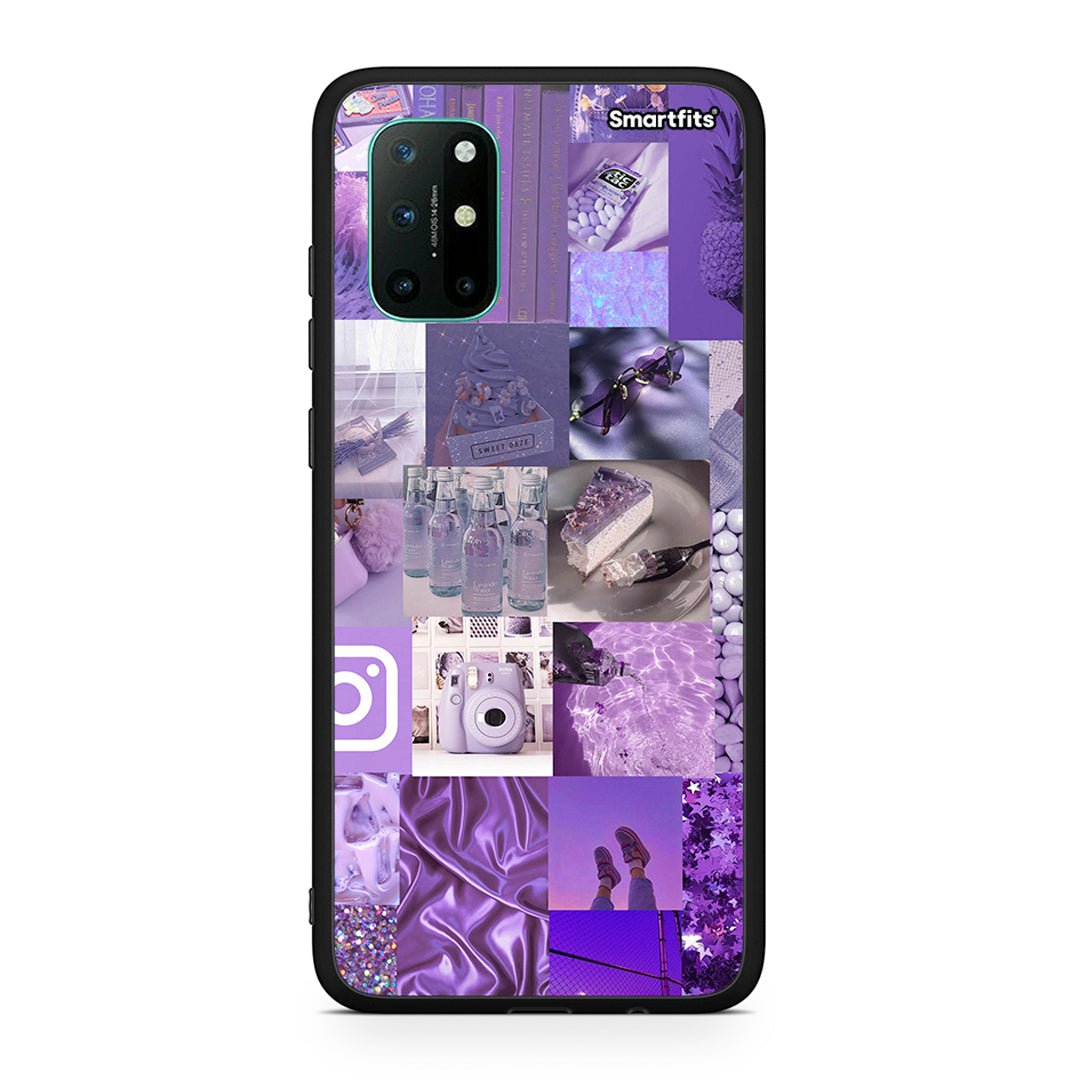 OnePlus 8T Purple Aesthetic Collage θήκη από τη Smartfits με σχέδιο στο πίσω μέρος και μαύρο περίβλημα | Smartphone case with colorful back and black bezels by Smartfits