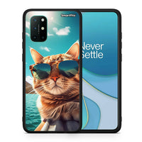 Thumbnail for Θήκη OnePlus 8T Summer Cat από τη Smartfits με σχέδιο στο πίσω μέρος και μαύρο περίβλημα | OnePlus 8T Summer Cat case with colorful back and black bezels