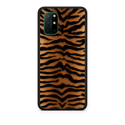Θήκη OnePlus 8T Tiger Print Orange and Black από τη Smartfits με σχέδιο στο πίσω μέρος και μαύρο περίβλημα | OnePlus 8T Tiger Print Orange and Black case with colorful back and black bezels