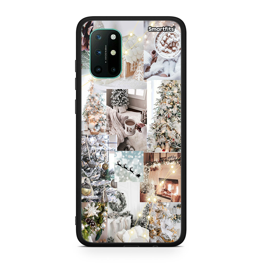 OnePlus 8T White Christmas θήκη από τη Smartfits με σχέδιο στο πίσω μέρος και μαύρο περίβλημα | Smartphone case with colorful back and black bezels by Smartfits