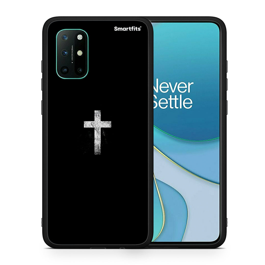 Θήκη OnePlus 8T White Cross από τη Smartfits με σχέδιο στο πίσω μέρος και μαύρο περίβλημα | OnePlus 8T White Cross case with colorful back and black bezels