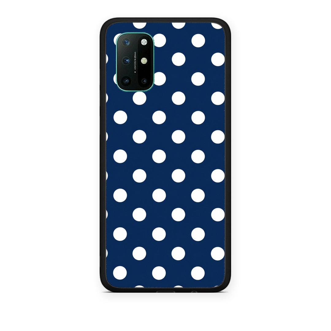 Θήκη OnePlus 8T White Large Polka Dots on Navy από τη Smartfits με σχέδιο στο πίσω μέρος και μαύρο περίβλημα | OnePlus 8T White Large Polka Dots on Navy case with colorful back and black bezels