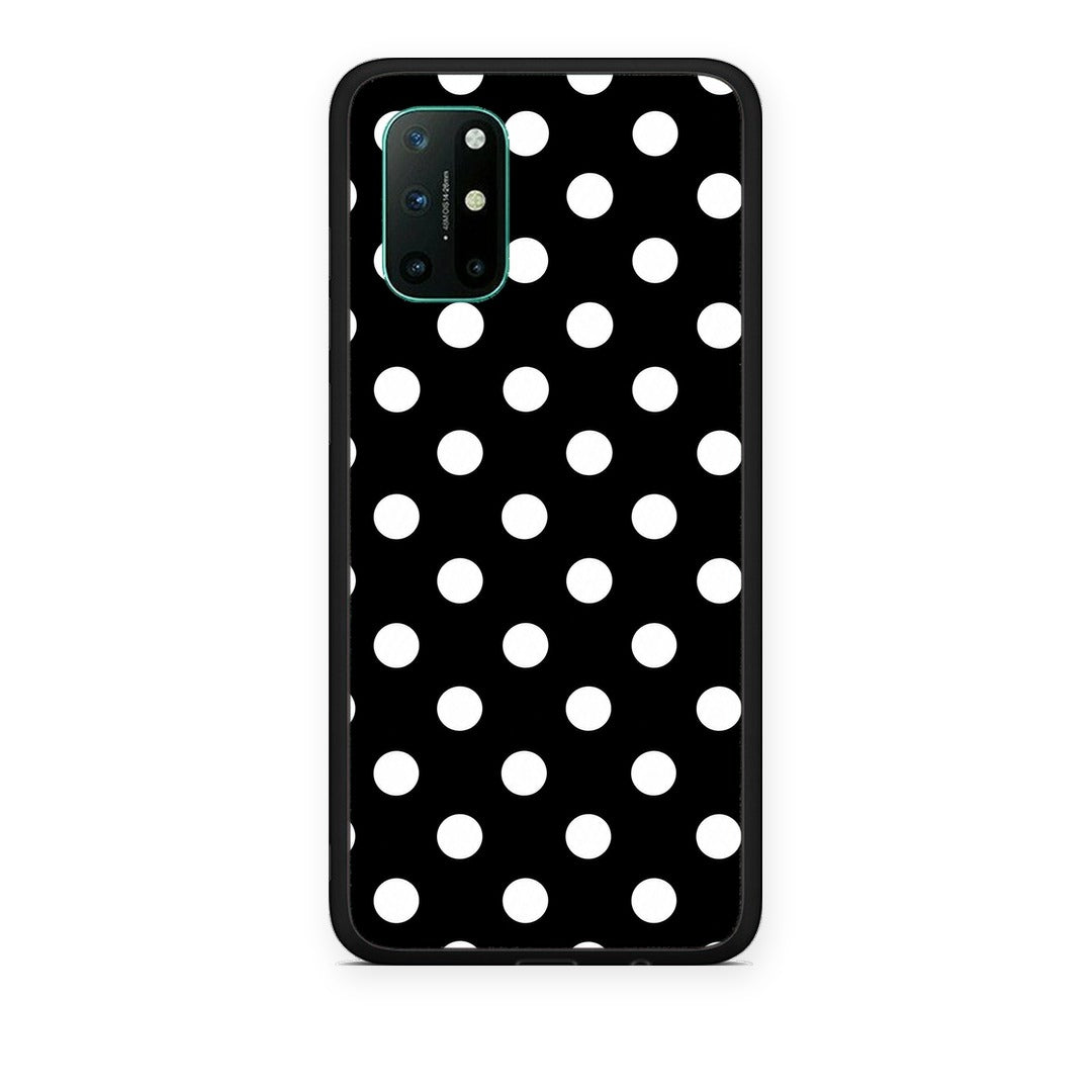 Θήκη OnePlus 8T White Polka Dots on Black από τη Smartfits με σχέδιο στο πίσω μέρος και μαύρο περίβλημα | OnePlus 8T White Polka Dots on Black case with colorful back and black bezels