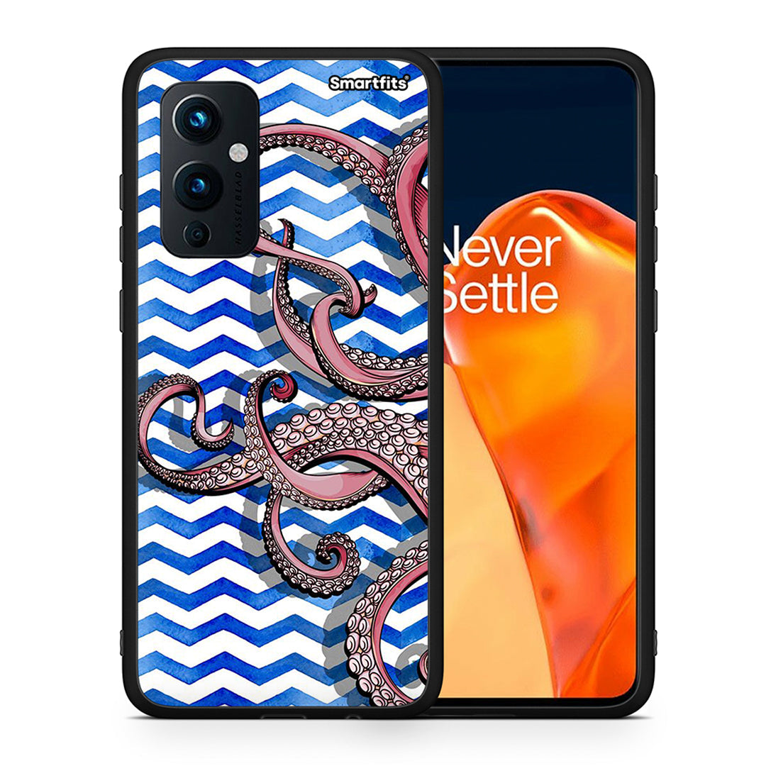 Θήκη OnePlus 9 Chevron Devilfish από τη Smartfits με σχέδιο στο πίσω μέρος και μαύρο περίβλημα | OnePlus 9 Chevron Devilfish case with colorful back and black bezels