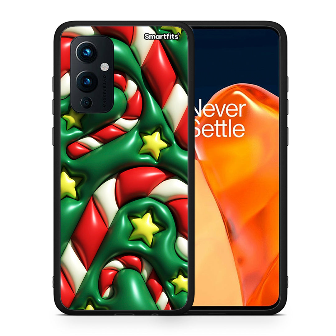 Θήκη OnePlus 9 Christmas Bubbles από τη Smartfits με σχέδιο στο πίσω μέρος και μαύρο περίβλημα | OnePlus 9 Christmas Bubbles case with colorful back and black bezels