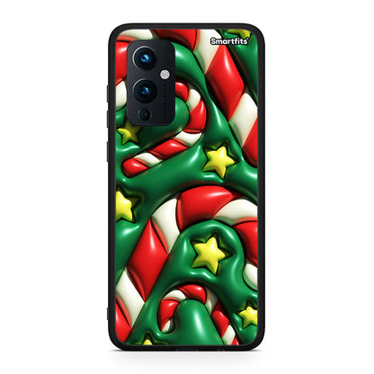 OnePlus 9 Christmas Bubbles θήκη από τη Smartfits με σχέδιο στο πίσω μέρος και μαύρο περίβλημα | Smartphone case with colorful back and black bezels by Smartfits