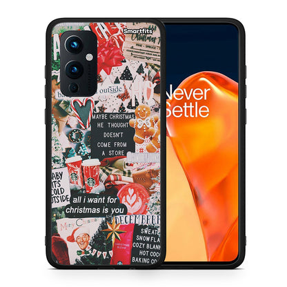 Θήκη OnePlus 9 Christmas Happiness από τη Smartfits με σχέδιο στο πίσω μέρος και μαύρο περίβλημα | OnePlus 9 Christmas Happiness case with colorful back and black bezels