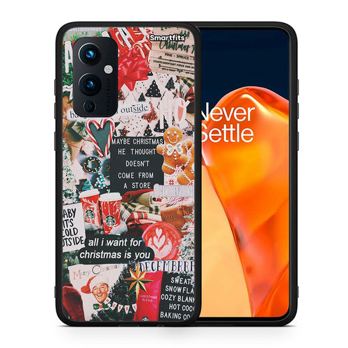 Θήκη OnePlus 9 Christmas Happiness από τη Smartfits με σχέδιο στο πίσω μέρος και μαύρο περίβλημα | OnePlus 9 Christmas Happiness case with colorful back and black bezels