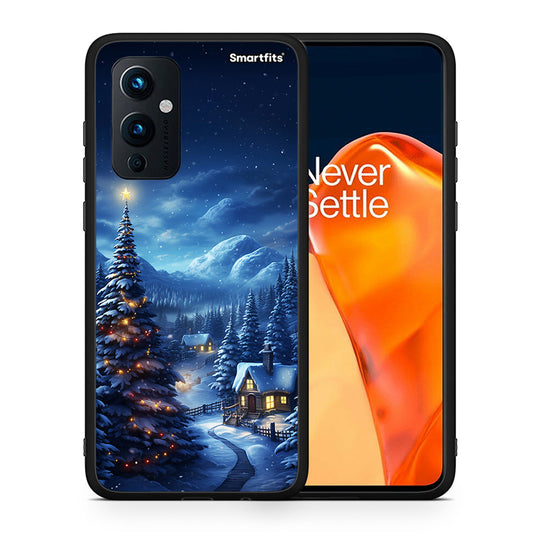 Θήκη OnePlus 9 Christmas Scenery από τη Smartfits με σχέδιο στο πίσω μέρος και μαύρο περίβλημα | OnePlus 9 Christmas Scenery case with colorful back and black bezels