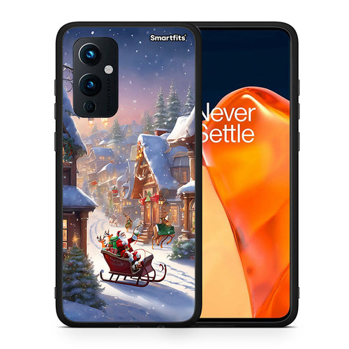 Θήκη OnePlus 9 Christmas Snow από τη Smartfits με σχέδιο στο πίσω μέρος και μαύρο περίβλημα | OnePlus 9 Christmas Snow case with colorful back and black bezels