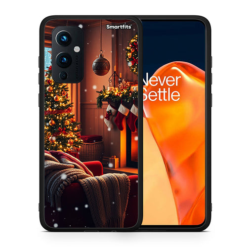 Θήκη OnePlus 9 Home For Christmas από τη Smartfits με σχέδιο στο πίσω μέρος και μαύρο περίβλημα | OnePlus 9 Home For Christmas case with colorful back and black bezels