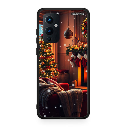 OnePlus 9 Home For Christmas θήκη από τη Smartfits με σχέδιο στο πίσω μέρος και μαύρο περίβλημα | Smartphone case with colorful back and black bezels by Smartfits