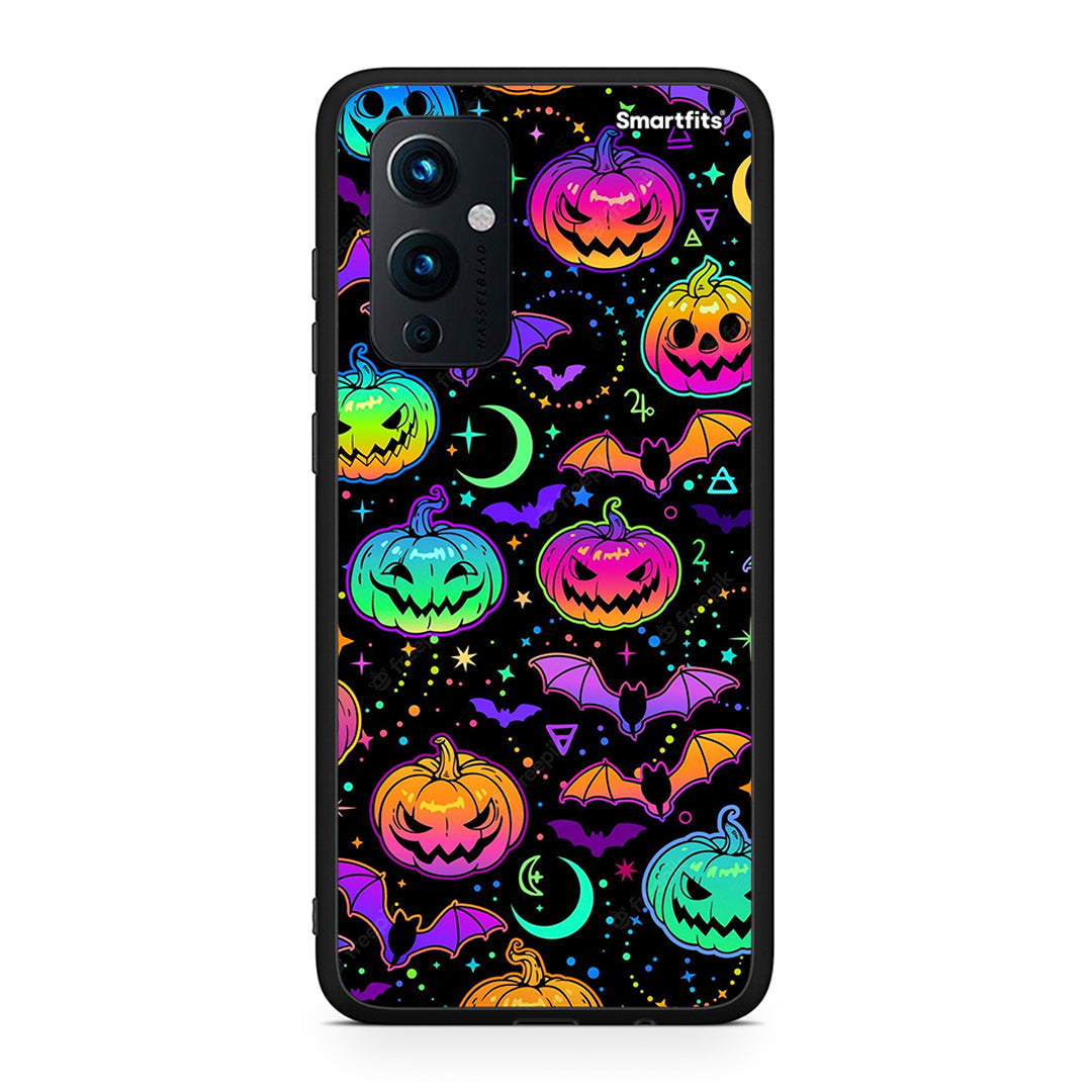 OnePlus 9 Neon Halloween θήκη από τη Smartfits με σχέδιο στο πίσω μέρος και μαύρο περίβλημα | Smartphone case with colorful back and black bezels by Smartfits