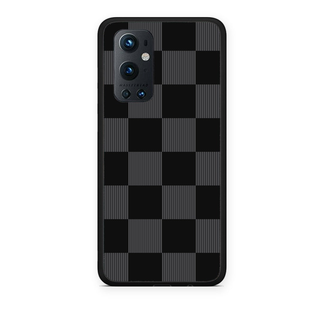 Θήκη OnePlus 9 Pro Black and Charcoal Striped Checks από τη Smartfits με σχέδιο στο πίσω μέρος και μαύρο περίβλημα | OnePlus 9 Pro Black and Charcoal Striped Checks case with colorful back and black bezels