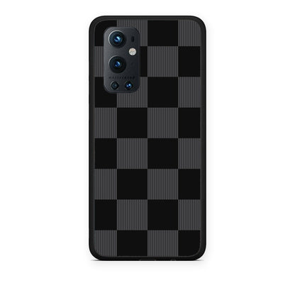 Θήκη OnePlus 9 Pro Black and Charcoal Striped Checks από τη Smartfits με σχέδιο στο πίσω μέρος και μαύρο περίβλημα | OnePlus 9 Pro Black and Charcoal Striped Checks case with colorful back and black bezels
