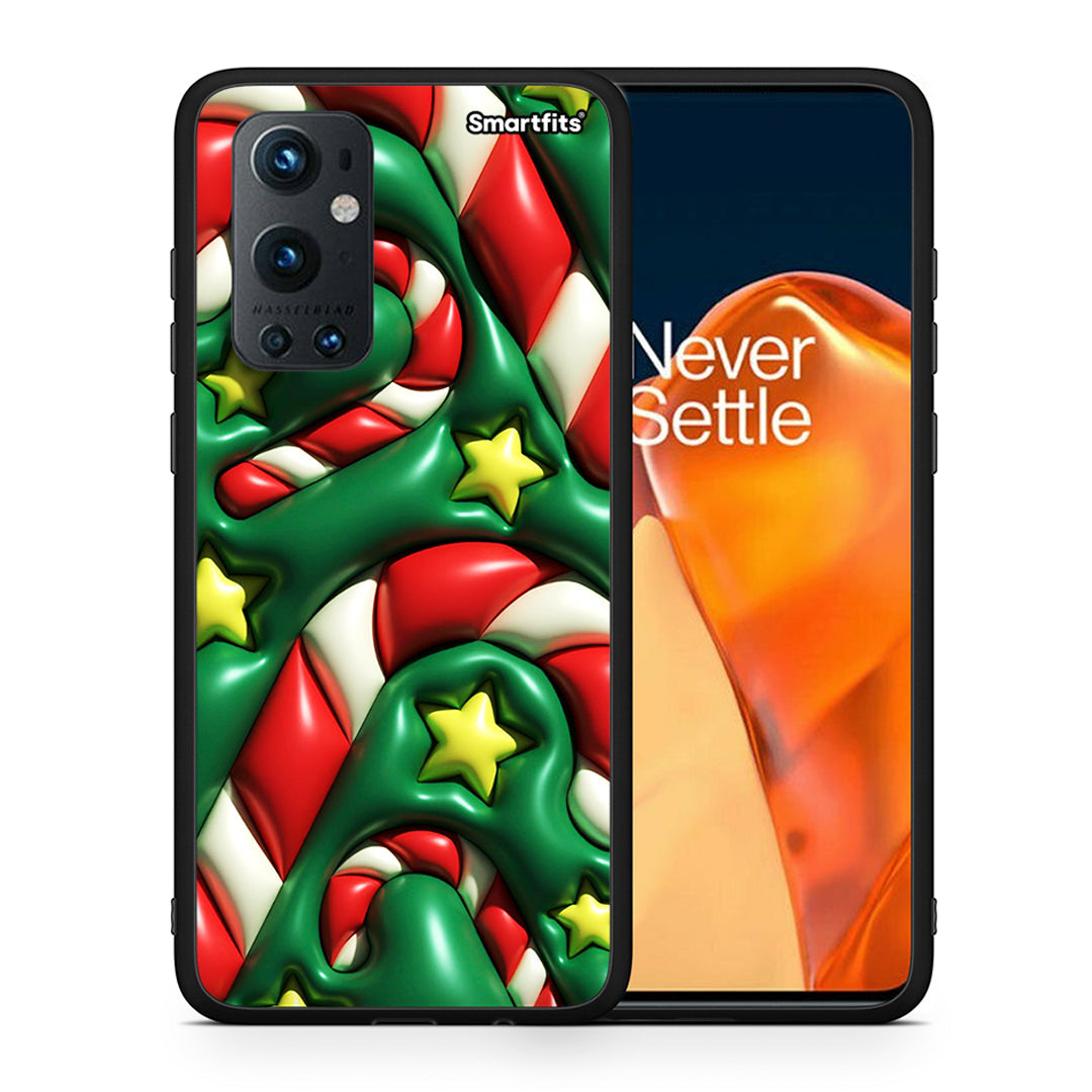 Θήκη OnePlus 9 Pro Christmas Bubbles από τη Smartfits με σχέδιο στο πίσω μέρος και μαύρο περίβλημα | OnePlus 9 Pro Christmas Bubbles case with colorful back and black bezels