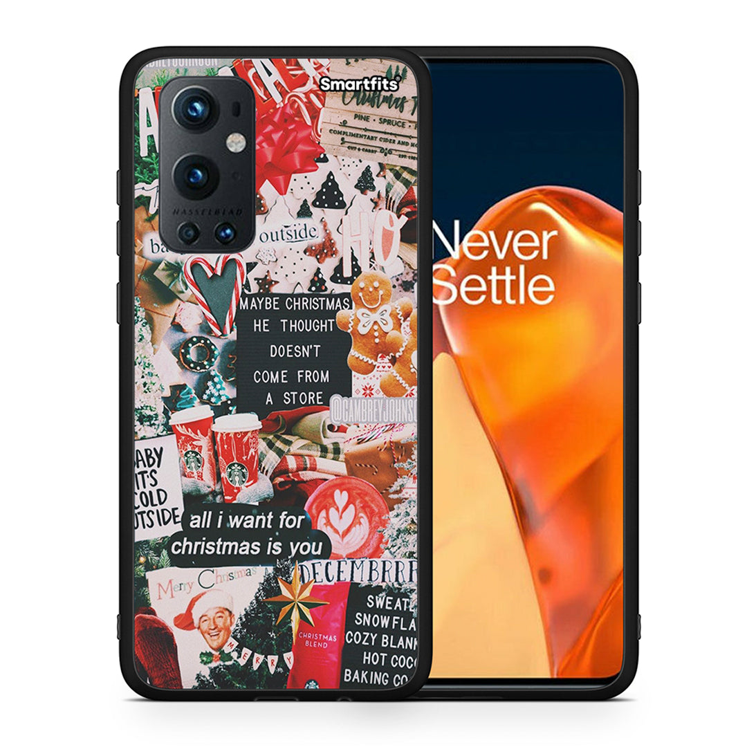 Θήκη OnePlus 9 Pro Christmas Happiness από τη Smartfits με σχέδιο στο πίσω μέρος και μαύρο περίβλημα | OnePlus 9 Pro Christmas Happiness case with colorful back and black bezels