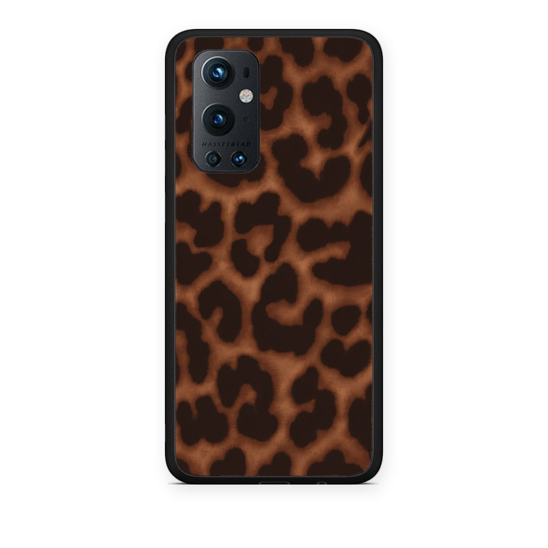 Θήκη OnePlus 9 Pro Leopard Print Dark Brown από τη Smartfits με σχέδιο στο πίσω μέρος και μαύρο περίβλημα | OnePlus 9 Pro Leopard Print Dark Brown case with colorful back and black bezels