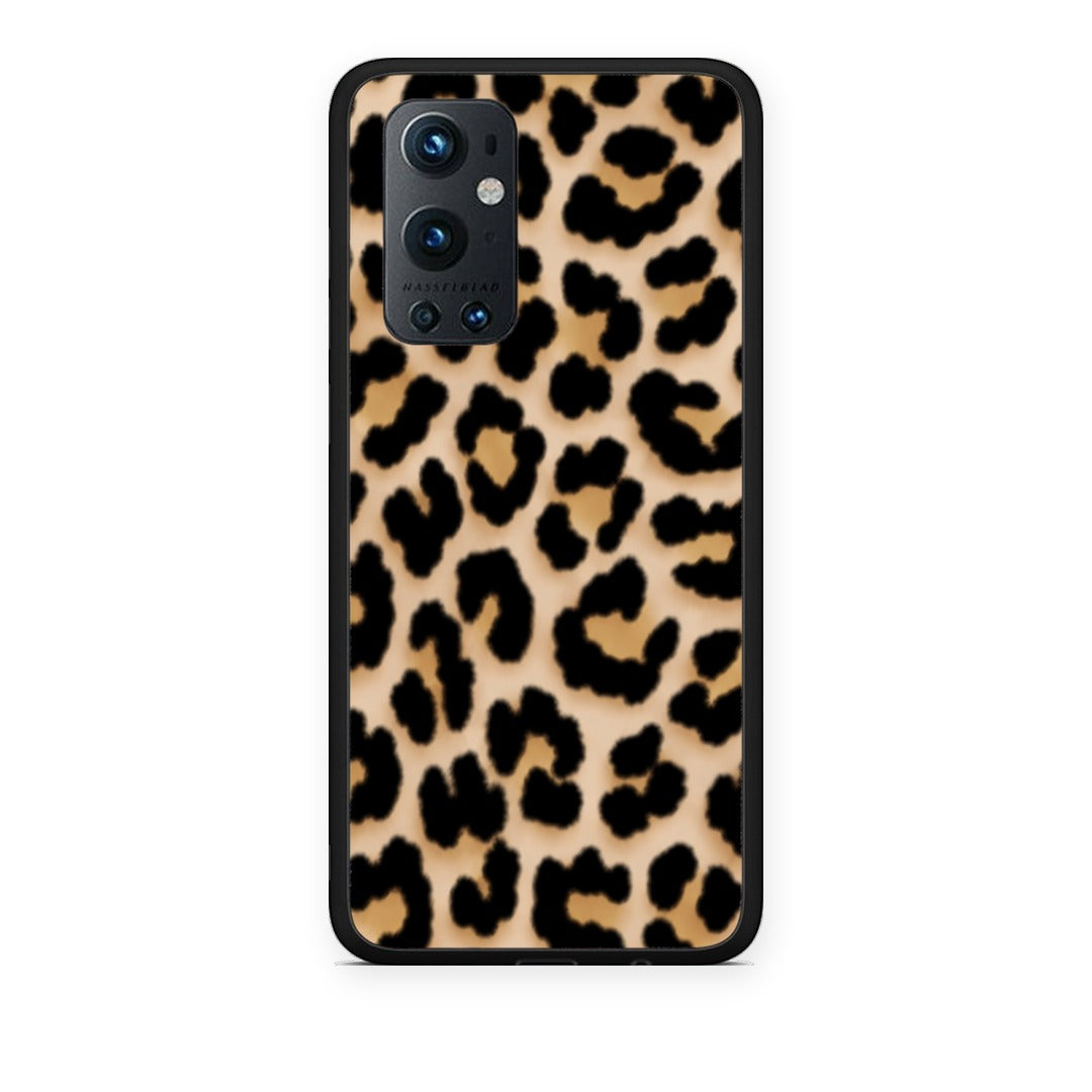 Θήκη OnePlus 9 Pro Leopard Print Tan Small από τη Smartfits με σχέδιο στο πίσω μέρος και μαύρο περίβλημα | OnePlus 9 Pro Leopard Print Tan Small case with colorful back and black bezels