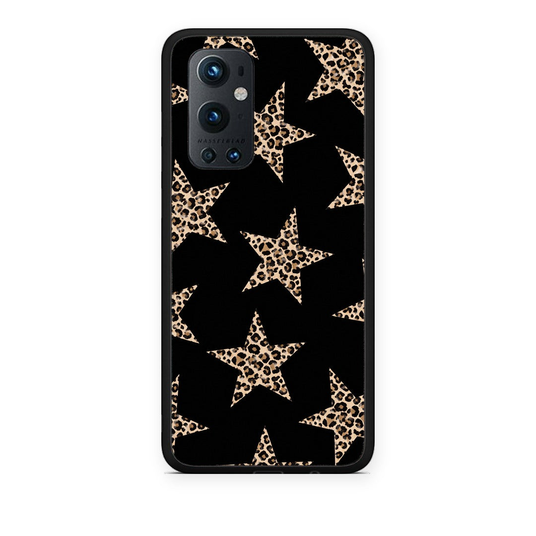 Θήκη OnePlus 9 Pro Leopard Stars on Black από τη Smartfits με σχέδιο στο πίσω μέρος και μαύρο περίβλημα | OnePlus 9 Pro Leopard Stars on Black case with colorful back and black bezels