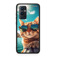 Thumbnail for OnePlus 9 Pro Summer Cat θήκη από τη Smartfits με σχέδιο στο πίσω μέρος και μαύρο περίβλημα | Smartphone case with colorful back and black bezels by Smartfits