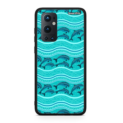 OnePlus 9 Pro Swimming Dolphins θήκη από τη Smartfits με σχέδιο στο πίσω μέρος και μαύρο περίβλημα | Smartphone case with colorful back and black bezels by Smartfits