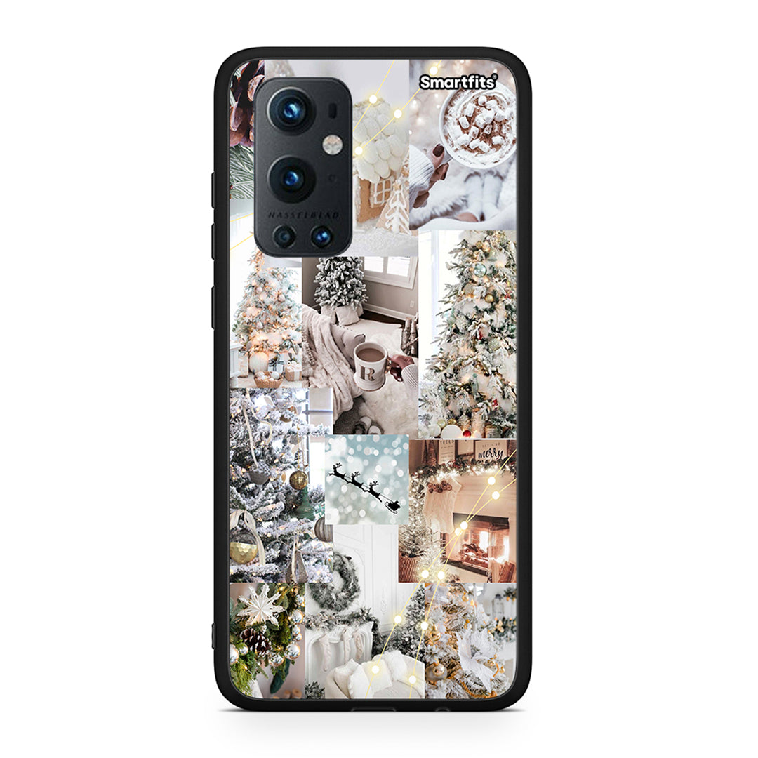 OnePlus 9 Pro White Christmas θήκη από τη Smartfits με σχέδιο στο πίσω μέρος και μαύρο περίβλημα | Smartphone case with colorful back and black bezels by Smartfits