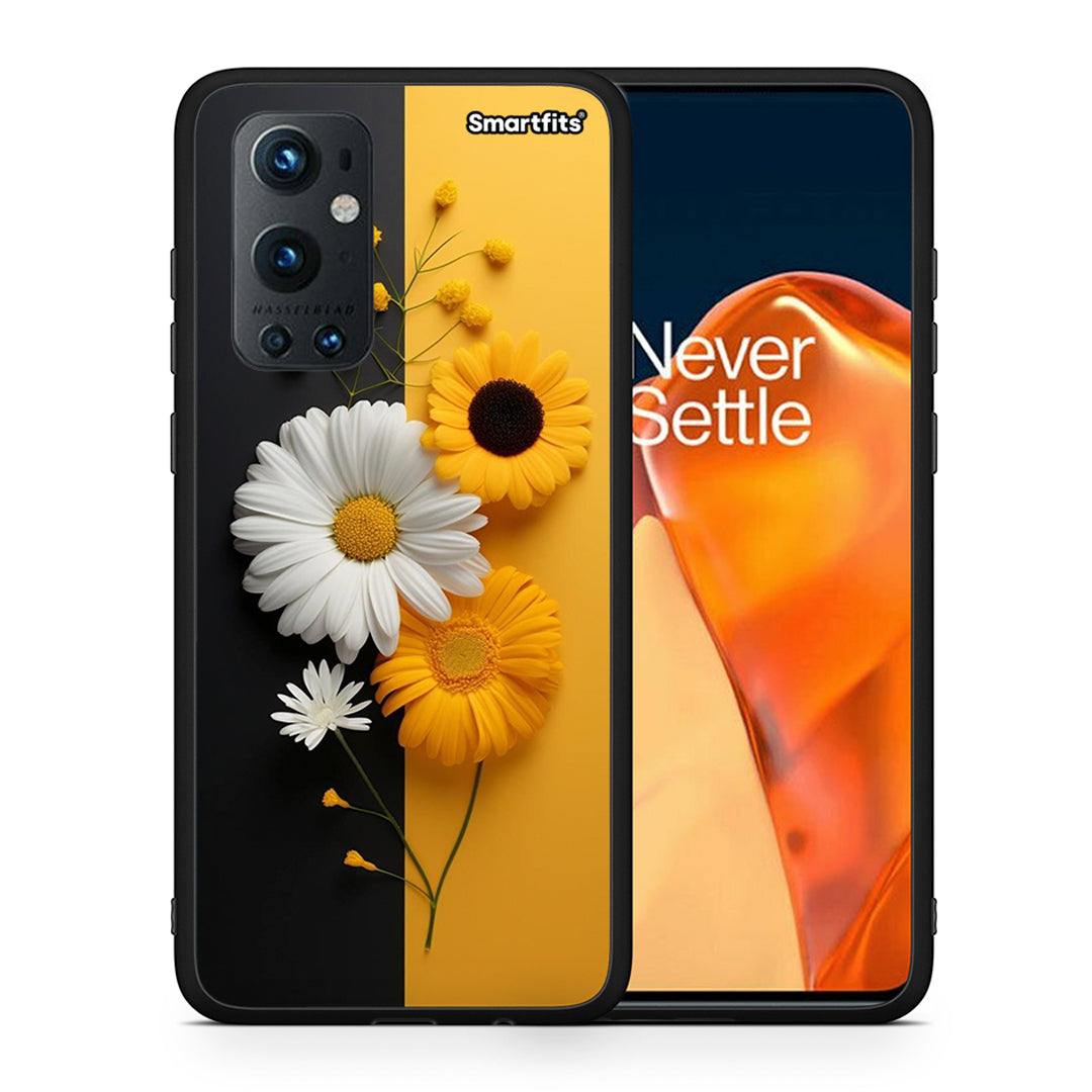 Θήκη OnePlus 9 Pro Yellow Daisies από τη Smartfits με σχέδιο στο πίσω μέρος και μαύρο περίβλημα | OnePlus 9 Pro Yellow Daisies case with colorful back and black bezels