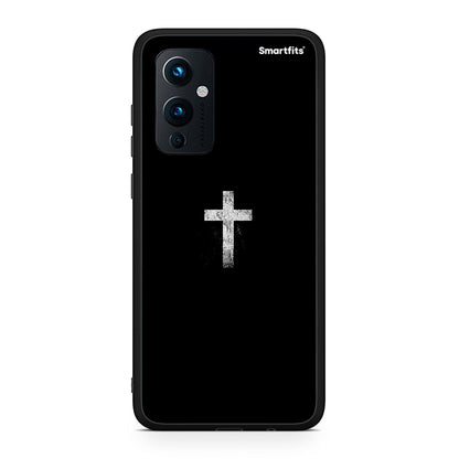 OnePlus 9 White Cross θήκη από τη Smartfits με σχέδιο στο πίσω μέρος και μαύρο περίβλημα | Smartphone case with colorful back and black bezels by Smartfits