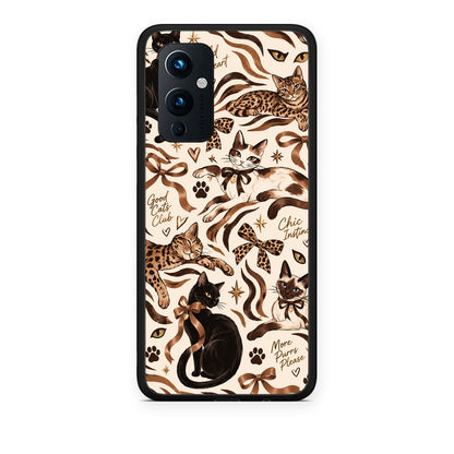 Θήκη OnePlus 9 Wild Cats and Animal Print Collage από τη Smartfits με σχέδιο στο πίσω μέρος και μαύρο περίβλημα | OnePlus 9 Wild Cats and Animal Print Collage case with colorful back and black bezels