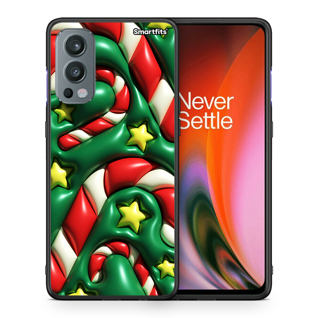 Θήκη OnePlus Nord 2 5G Christmas Bubbles από τη Smartfits με σχέδιο στο πίσω μέρος και μαύρο περίβλημα | OnePlus Nord 2 5G Christmas Bubbles case with colorful back and black bezels