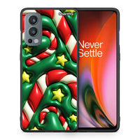 Thumbnail for Θήκη OnePlus Nord 2 5G Christmas Bubbles από τη Smartfits με σχέδιο στο πίσω μέρος και μαύρο περίβλημα | OnePlus Nord 2 5G Christmas Bubbles case with colorful back and black bezels