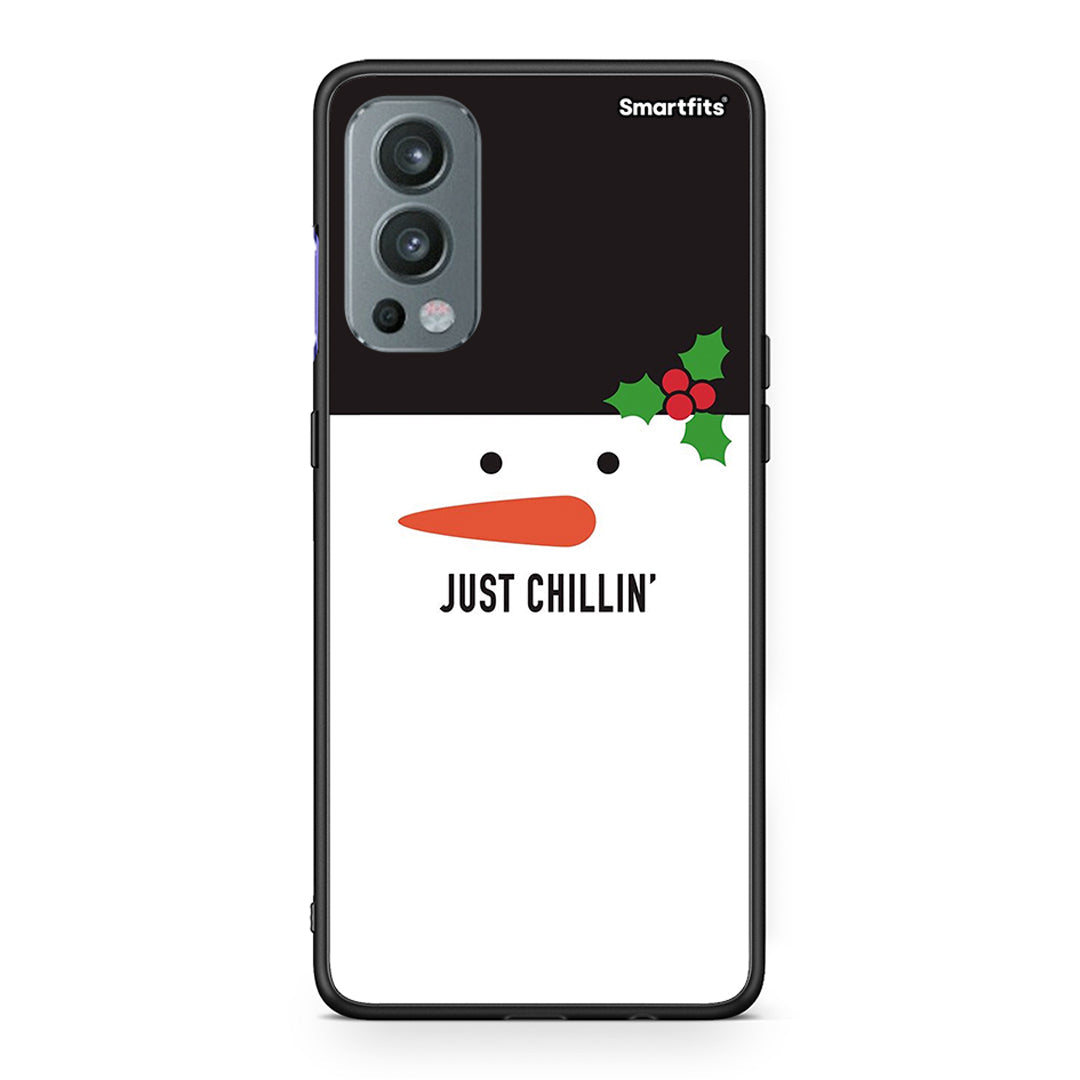 OnePlus Nord 2 5G Christmas Chillin θήκη από τη Smartfits με σχέδιο στο πίσω μέρος και μαύρο περίβλημα | Smartphone case with colorful back and black bezels by Smartfits