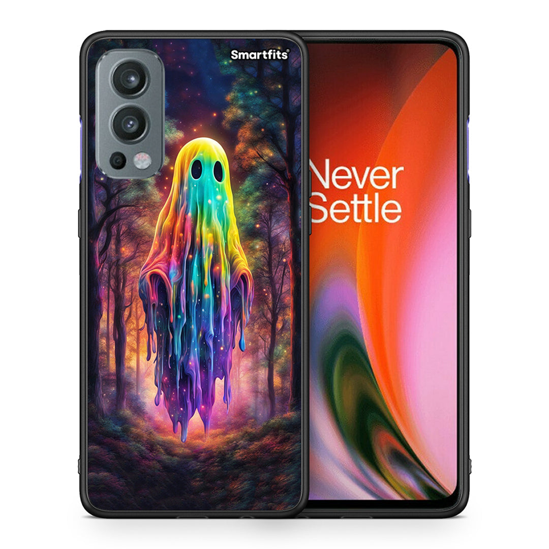 Θήκη OnePlus Nord 2 5G Halloween Ghost από τη Smartfits με σχέδιο στο πίσω μέρος και μαύρο περίβλημα | OnePlus Nord 2 5G Halloween Ghost case with colorful back and black bezels