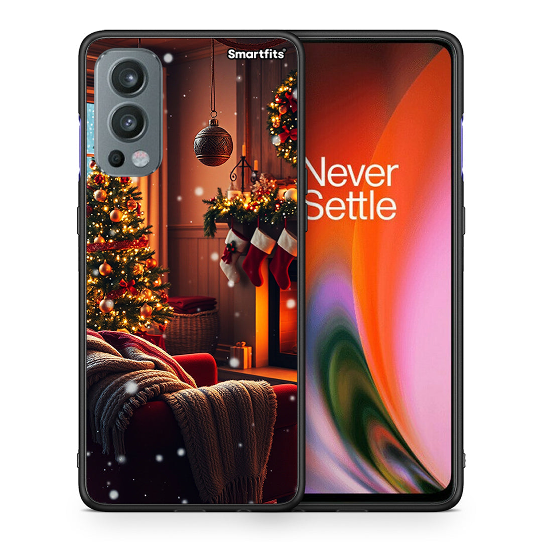 Θήκη OnePlus Nord 2 5G Home For Christmas από τη Smartfits με σχέδιο στο πίσω μέρος και μαύρο περίβλημα | OnePlus Nord 2 5G Home For Christmas case with colorful back and black bezels