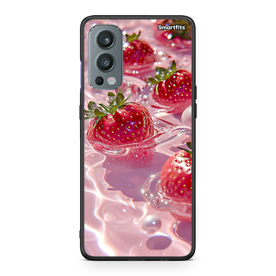 OnePlus Nord 2 5G Juicy Strawberries θήκη από τη Smartfits με σχέδιο στο πίσω μέρος και μαύρο περίβλημα | Smartphone case with colorful back and black bezels by Smartfits