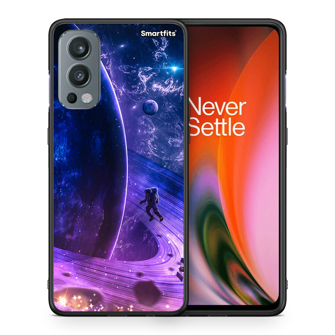 Θήκη OnePlus Nord 2 5G Lost Astronaut από τη Smartfits με σχέδιο στο πίσω μέρος και μαύρο περίβλημα | OnePlus Nord 2 5G Lost Astronaut case with colorful back and black bezels