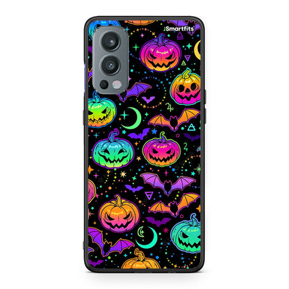 OnePlus Nord 2 5G Neon Halloween θήκη από τη Smartfits με σχέδιο στο πίσω μέρος και μαύρο περίβλημα | Smartphone case with colorful back and black bezels by Smartfits