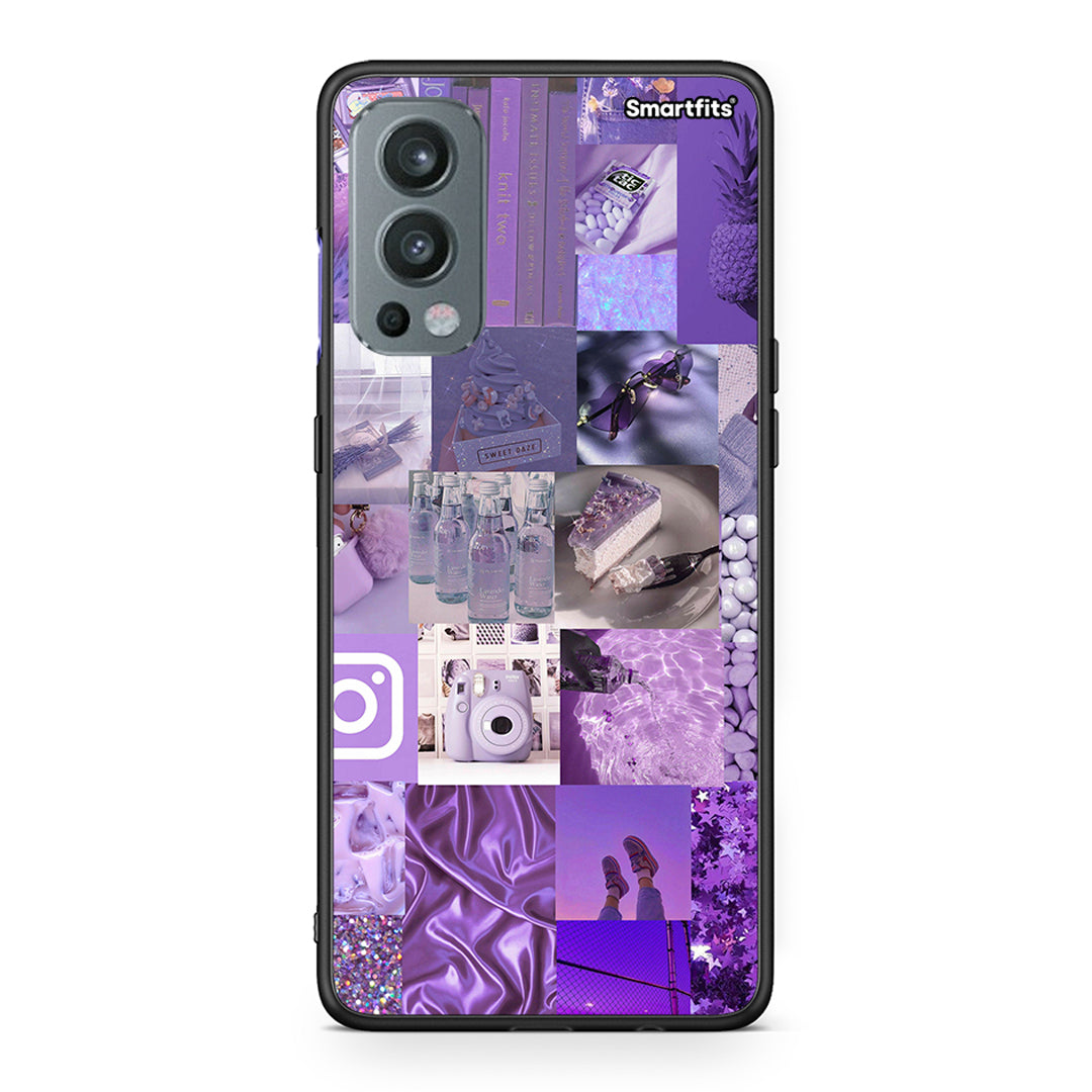 OnePlus Nord 2 5G Purple Aesthetic Collage θήκη από τη Smartfits με σχέδιο στο πίσω μέρος και μαύρο περίβλημα | Smartphone case with colorful back and black bezels by Smartfits