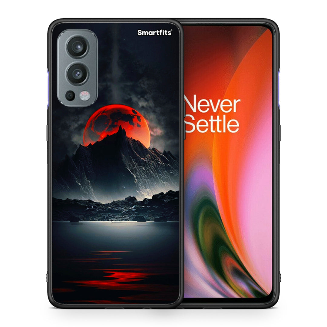 Θήκη OnePlus Nord 2 5G Red Full Moon από τη Smartfits με σχέδιο στο πίσω μέρος και μαύρο περίβλημα | OnePlus Nord 2 5G Red Full Moon case with colorful back and black bezels