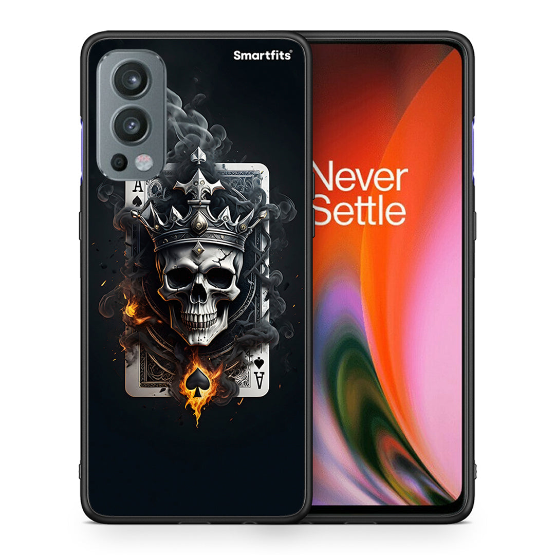 Θήκη OnePlus Nord 2 5G Skull King Ace από τη Smartfits με σχέδιο στο πίσω μέρος και μαύρο περίβλημα | OnePlus Nord 2 5G Skull King Ace case with colorful back and black bezels