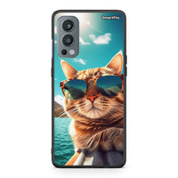 Thumbnail for OnePlus Nord 2 5G Summer Cat θήκη από τη Smartfits με σχέδιο στο πίσω μέρος και μαύρο περίβλημα | Smartphone case with colorful back and black bezels by Smartfits