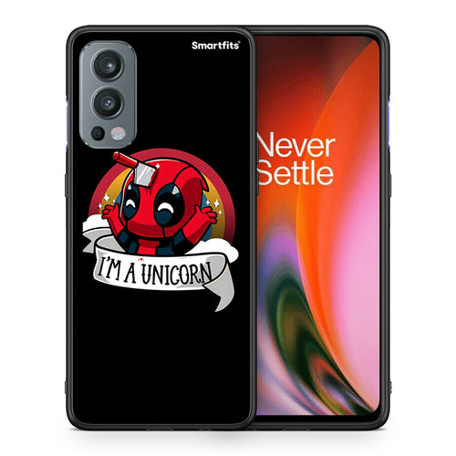 Θήκη OnePlus Nord 2 5G Unicorn Deadpool από τη Smartfits με σχέδιο στο πίσω μέρος και μαύρο περίβλημα | OnePlus Nord 2 5G Unicorn Deadpool case with colorful back and black bezels