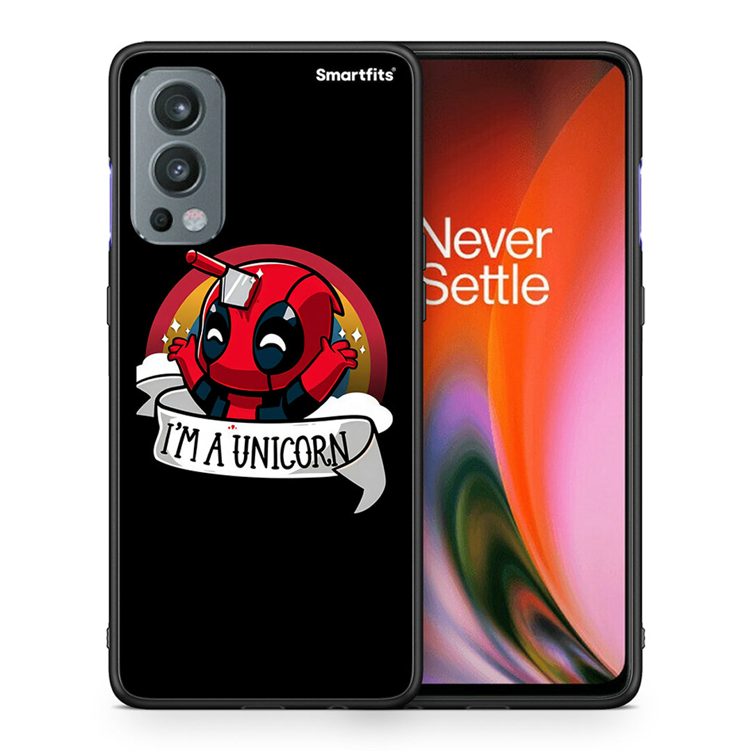 Θήκη OnePlus Nord 2 5G Unicorn Deadpool από τη Smartfits με σχέδιο στο πίσω μέρος και μαύρο περίβλημα | OnePlus Nord 2 5G Unicorn Deadpool case with colorful back and black bezels