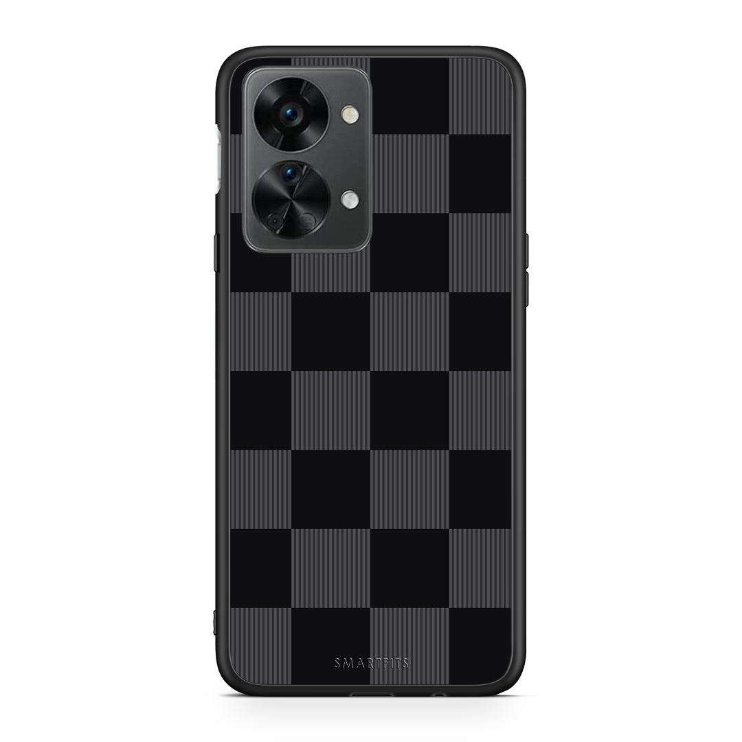 Θήκη OnePlus Nord 2T Black and Charcoal Striped Checks από τη Smartfits με σχέδιο στο πίσω μέρος και μαύρο περίβλημα | OnePlus Nord 2T Black and Charcoal Striped Checks case with colorful back and black bezels