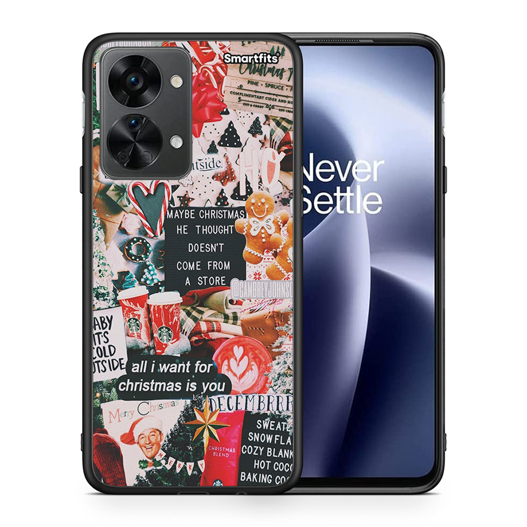Θήκη OnePlus Nord 2T Christmas Happiness από τη Smartfits με σχέδιο στο πίσω μέρος και μαύρο περίβλημα | OnePlus Nord 2T Christmas Happiness case with colorful back and black bezels