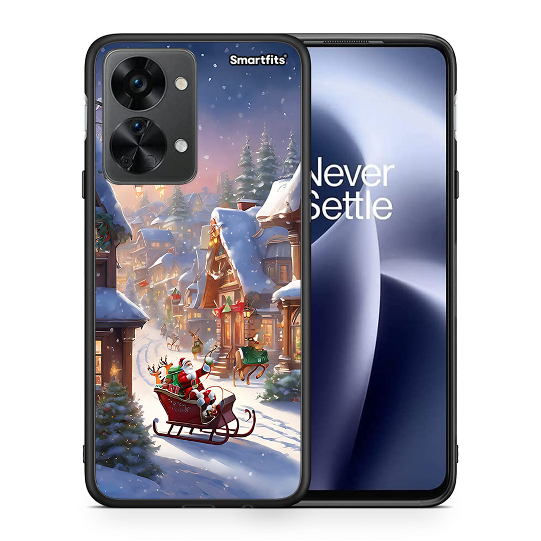 Θήκη OnePlus Nord 2T Christmas Snow από τη Smartfits με σχέδιο στο πίσω μέρος και μαύρο περίβλημα | OnePlus Nord 2T Christmas Snow case with colorful back and black bezels